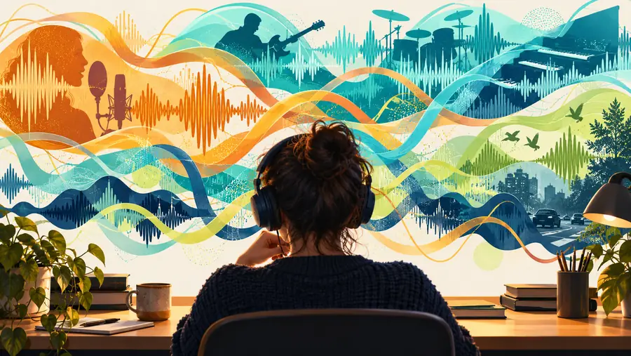 Illustration von Audiospuren vor einer Videobearbeitung mit Fokus auf die Stimme