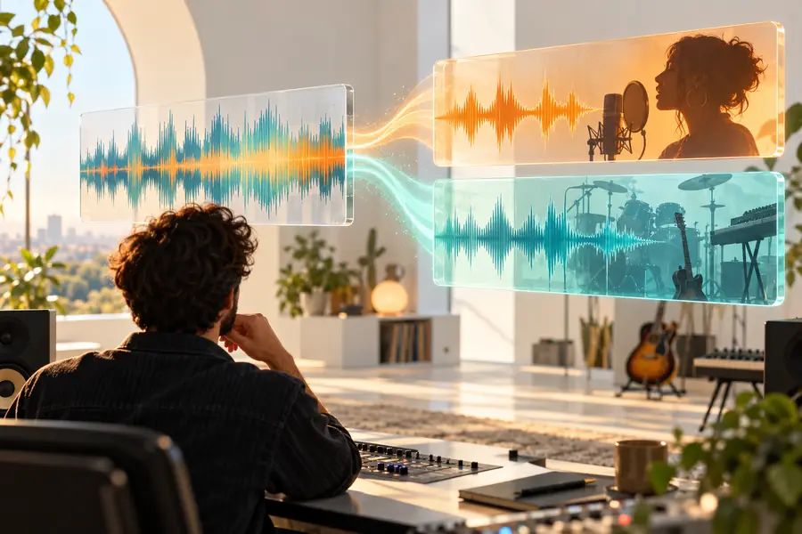 Illustration de pistes audio séparées dans un éditeur